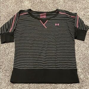 Under Armour Striped Black and Pink Top size medium